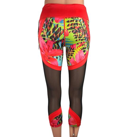 Reflex De Janeiro NWT Multicolor Tropical Mesh Stretch Pull On Crop Legging XS - Picture 3 of 4
